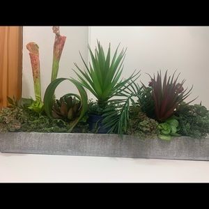 Handcrafted and Designed  Artificial Silk Succulent Garden - Long and Low